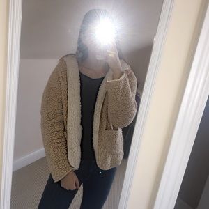 White And Brown Sherpa Reversible Jacket